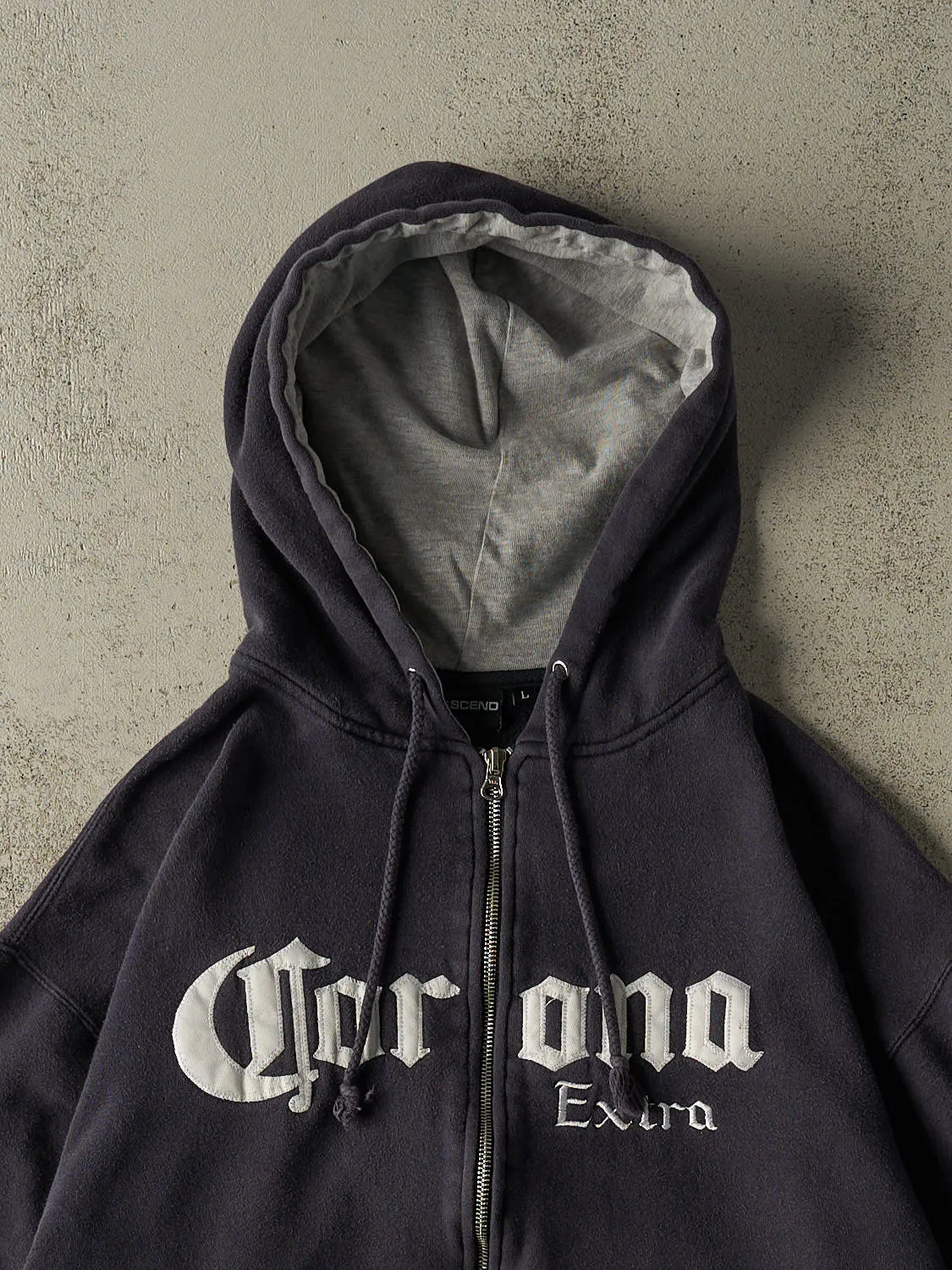 Vintage Y2K Navy Blue Corona Zip Up Hoodie (M/L) sold by Rebalance Vintage product image thumbnail 2
