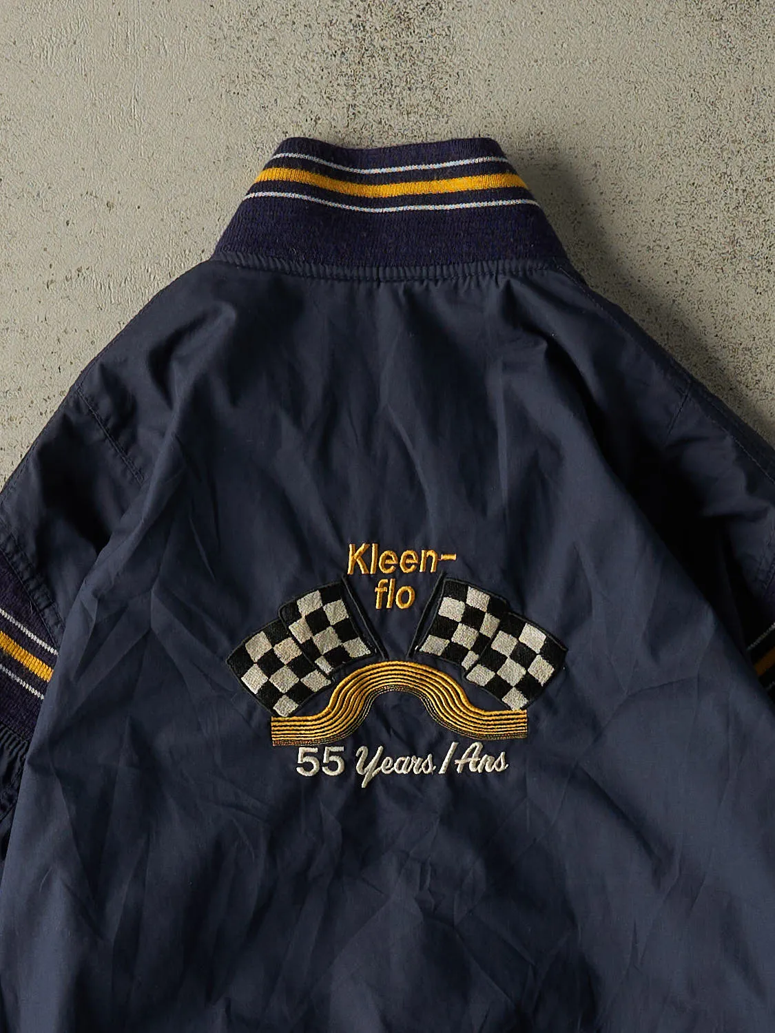Vintage 90s Navy Blue Bomber Embroidered Jacket (M/L) sold by Rebalance Vintage product image thumbnail 4