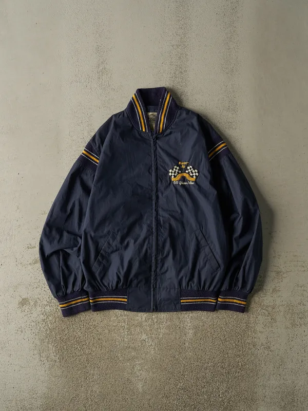 Vintage 90s Navy Blue Bomber Embroidered Jacket (M/L) made by Rebalance Vintage