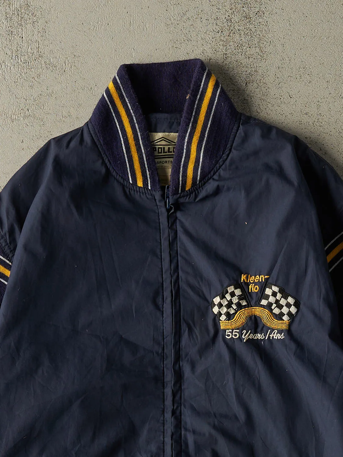 Vintage 90s Navy Blue Bomber Embroidered Jacket (M/L) sold by Rebalance Vintage product image thumbnail 3