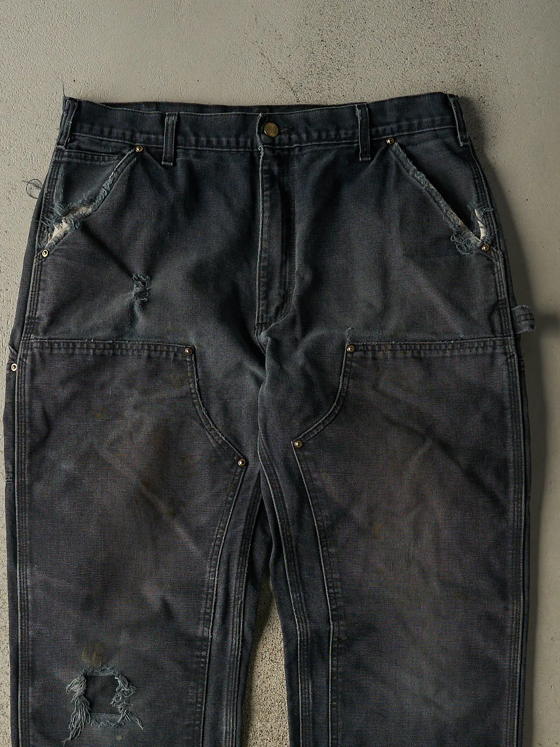 Vintage 90s Faded Black Carhartt Double Knee Carpenter Pants (35x32) sold by Rebalance Vintage product image thumbnail 4