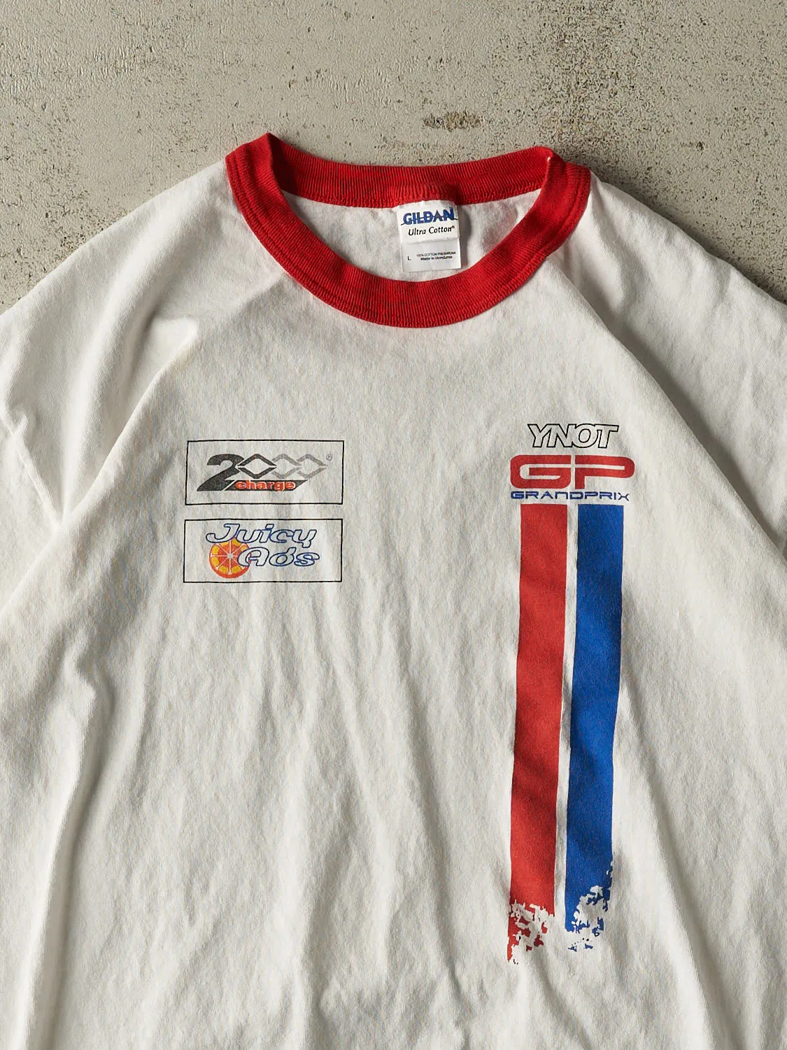 Vintage 13' White Grand Prix Ringer Tee (M/L) sold by Rebalance Vintage product image thumbnail 3