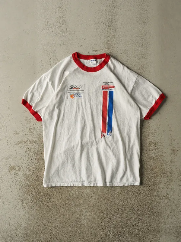 Vintage 13' White Grand Prix Ringer Tee (M/L) sold by Rebalance Vintage
