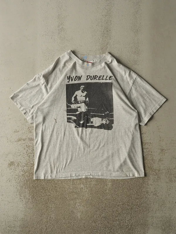 Vintage 90s Heather Grey Yvon Durelle Boxing Tee (XL) made by Rebalance Vintage