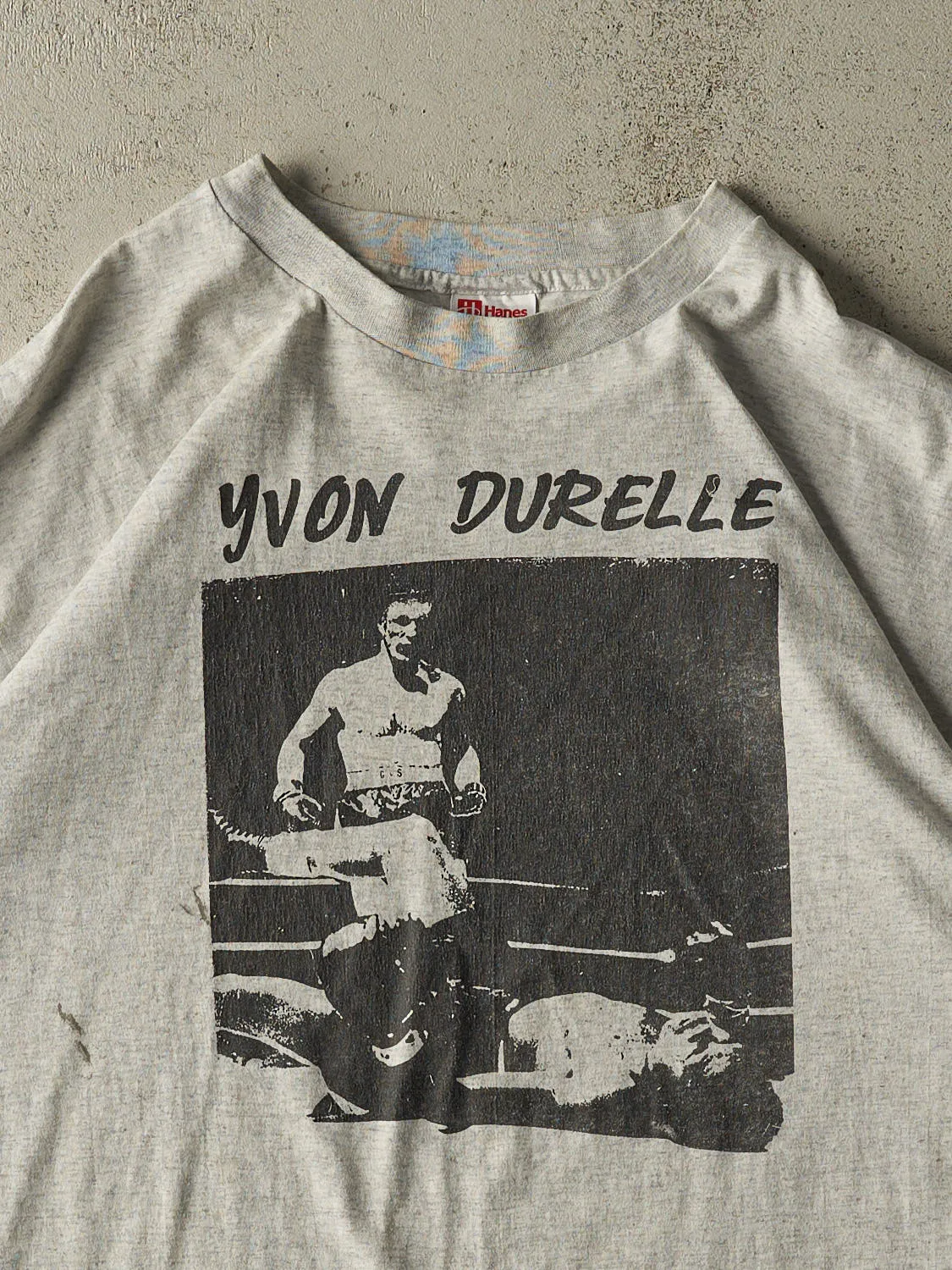 Vintage 90s Heather Grey Yvon Durelle Boxing Tee (XL) sold by Rebalance Vintage product image thumbnail 2