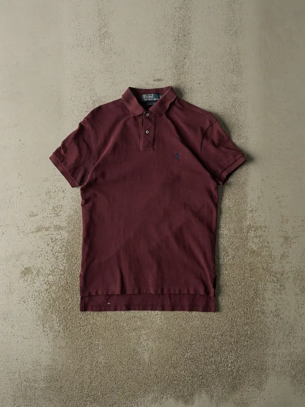 Vintage 90s Burgundy Polo Embroidered Quarter Button Tee (XS/S) sold by Rebalance Vintage