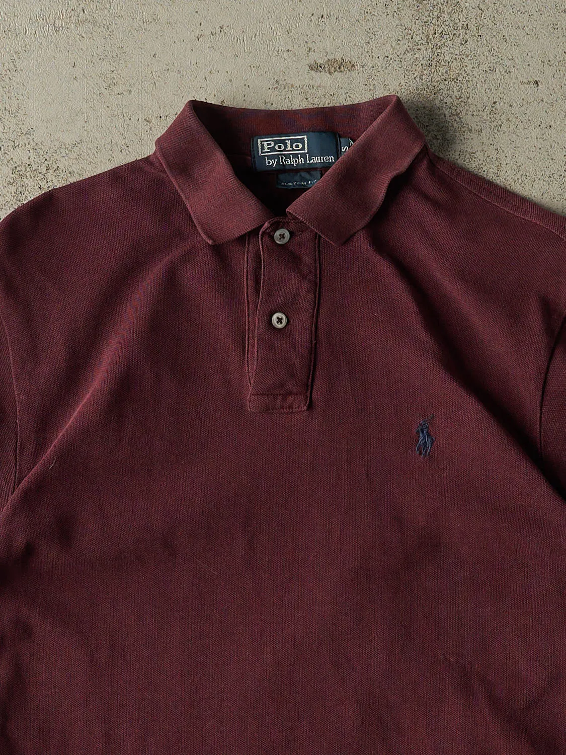 Vintage 90s Burgundy Polo Embroidered Quarter Button Tee (XS/S) sold by Rebalance Vintage product image thumbnail 2