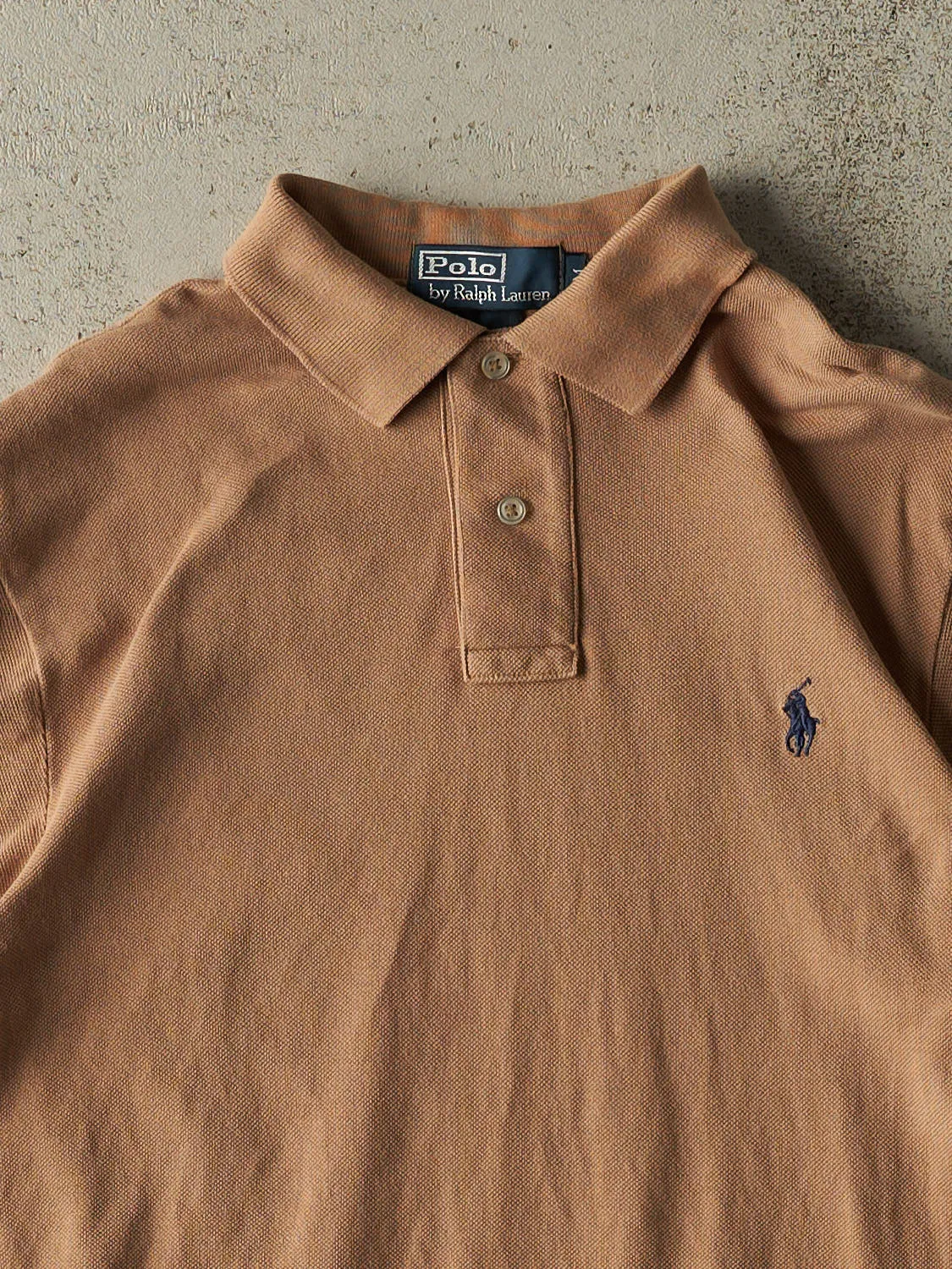 Vintage 90s Beige Polo Embroidered Quarter Button Tee (S/M) sold by Rebalance Vintage product image thumbnail 2