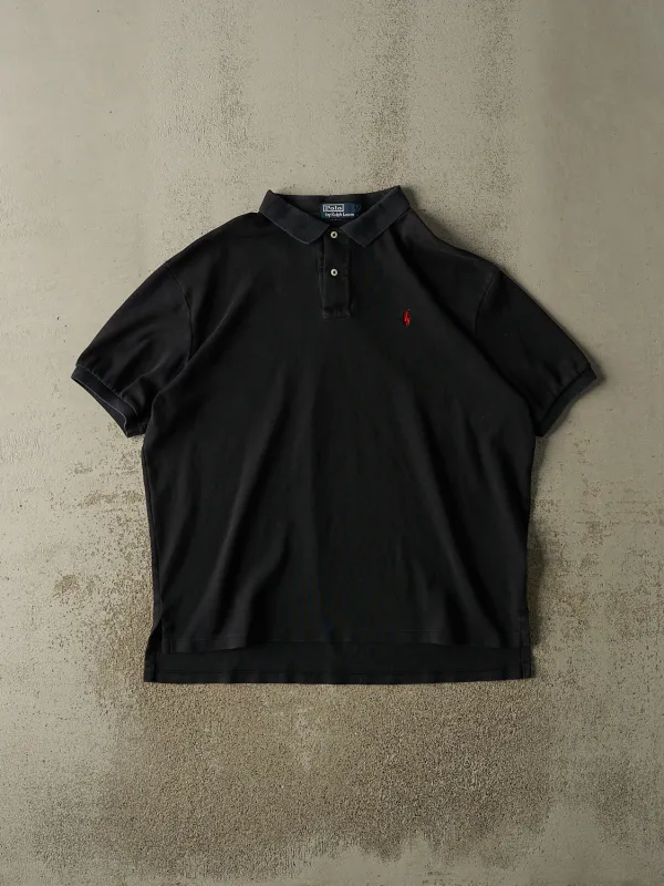 Vintage 90s Black Polo Embroidered Quarter Button Tee (XL/XXL) sold by Rebalance Vintage