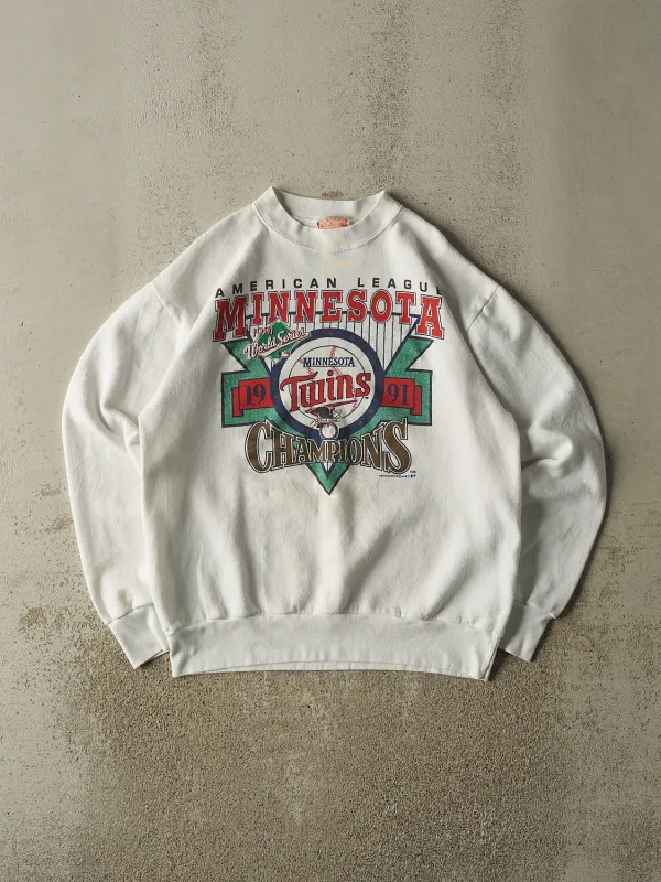 Vintage 91' White Minnesota Twins World Series Champions Crewneck (L) sold by Rebalance Vintage