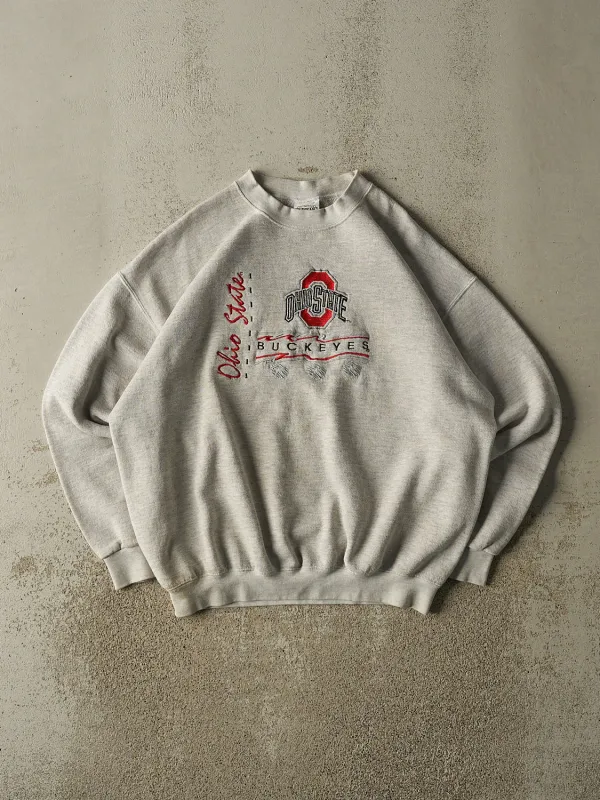 Vintage 90s Heather Grey Ohio State Buckeyes Crewneck (L/XL) sold by Rebalance Vintage