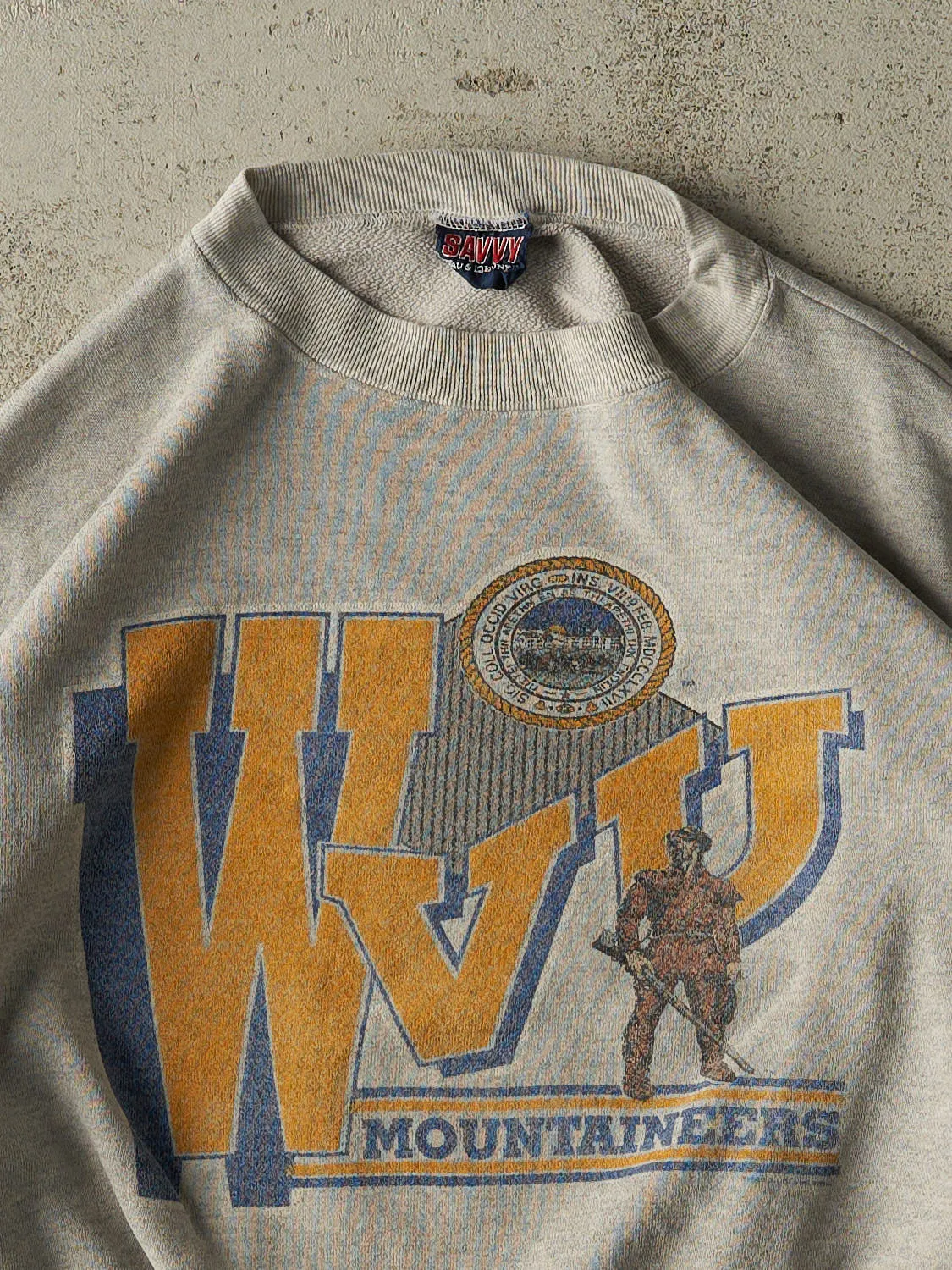 Vintage 80s Grey West Virginia University Mountaineers Boxy Crewneck (S/M) sold by Rebalance Vintage product image thumbnail 2