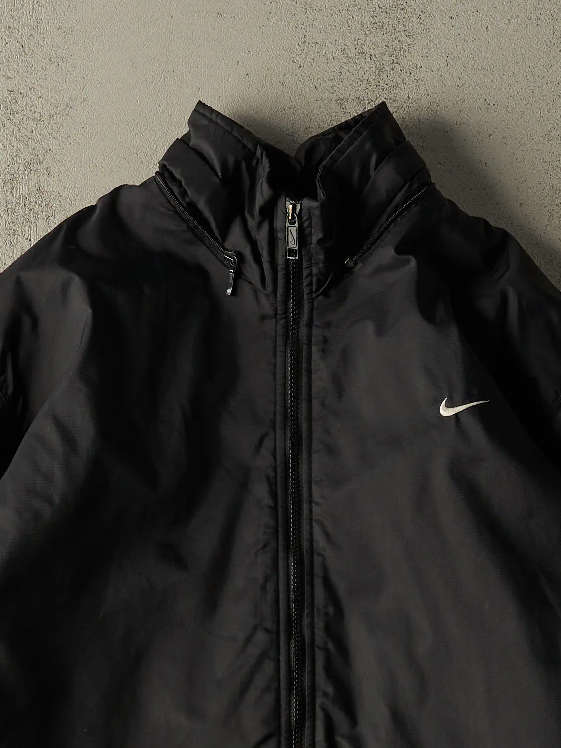 Vintage Y2K Black Nike Embroidered Zip Up Long Jacket (XXL) sold by Rebalance Vintage product image thumbnail 3