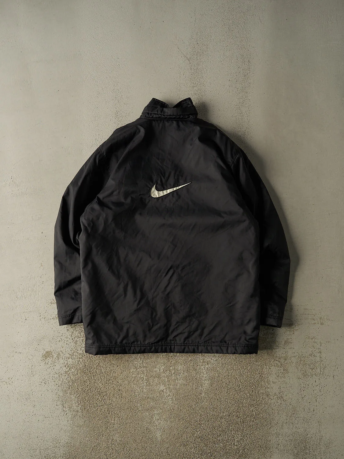 Vintage Y2K Black Nike Embroidered Zip Up Long Jacket (XXL) sold by Rebalance Vintage product image thumbnail 2
