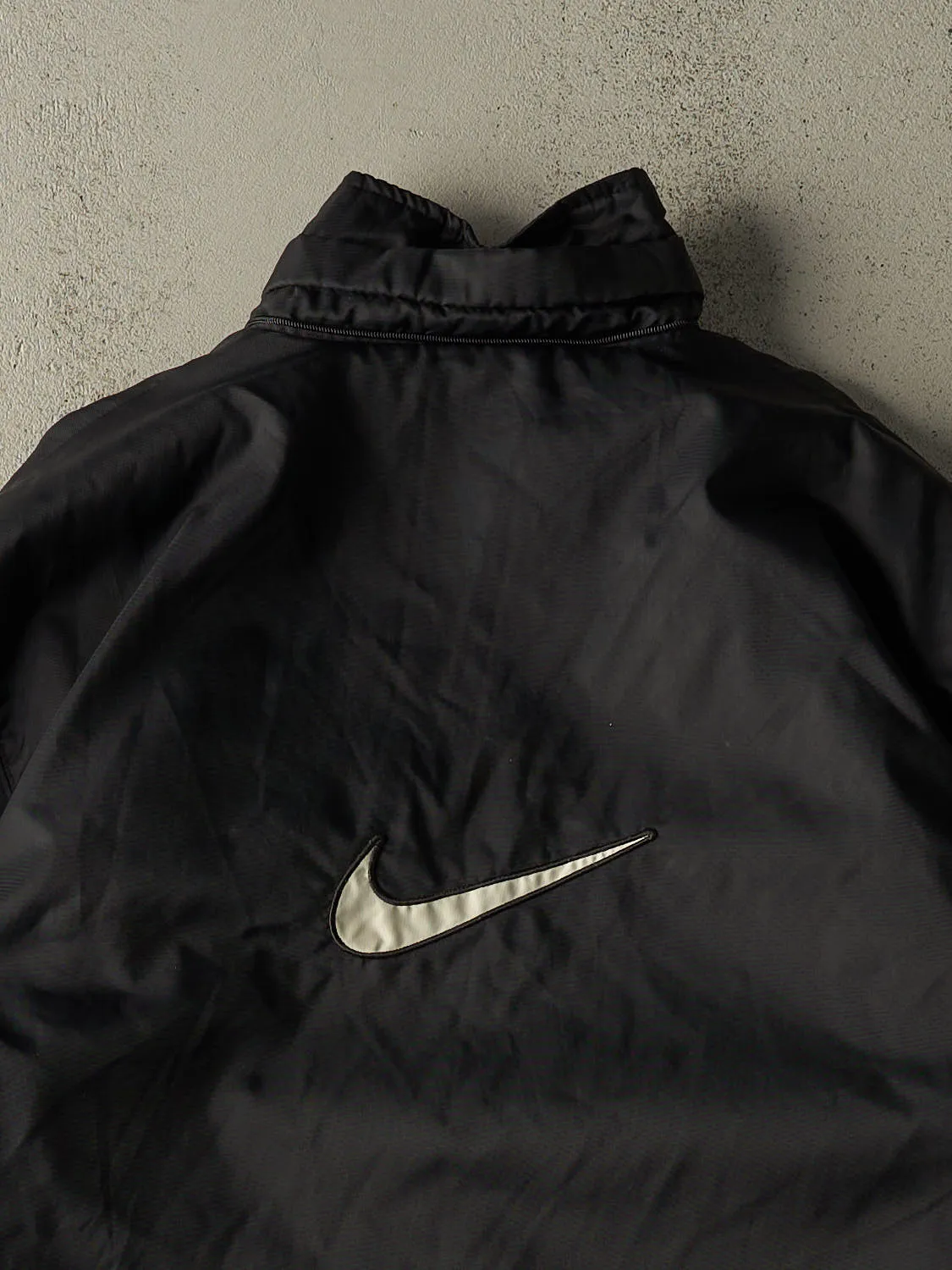 Vintage Y2K Black Nike Embroidered Zip Up Long Jacket (XXL) sold by Rebalance Vintage product image thumbnail 4