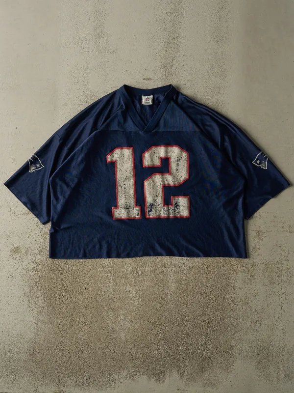 Vintage Y2K Navy Blue New England Patriots #12 Tom Brady Jersey (L) made by Rebalance Vintage