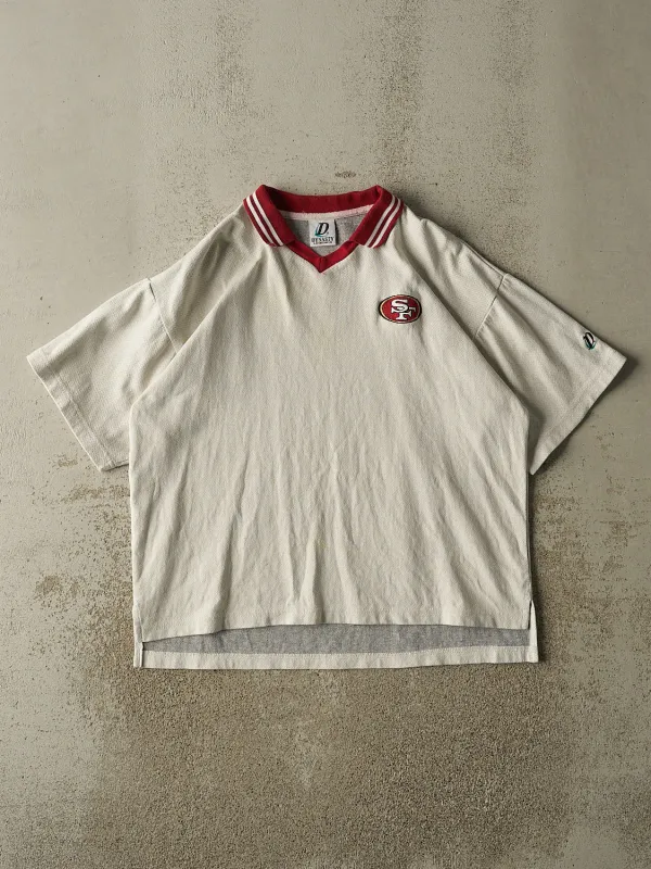 Vintage 90s White San Francisco 49ers Embroidered Collared Tee (L/XL) sold by Rebalance Vintage