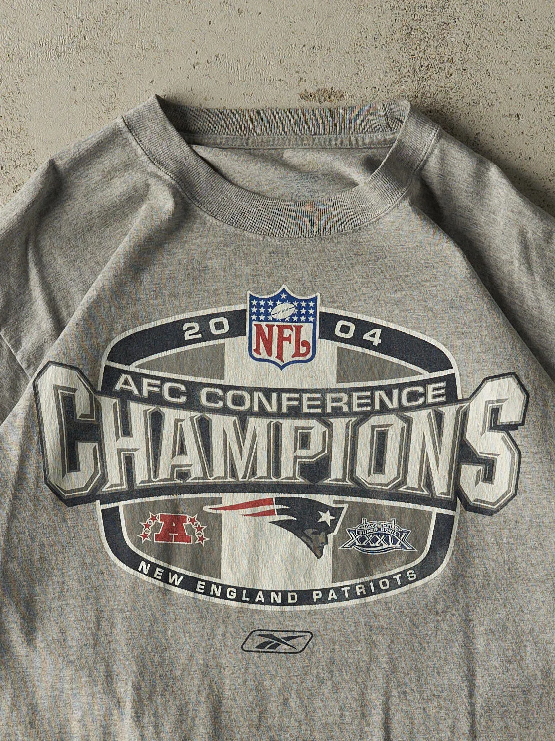 Vintage 04' Grey New England Patriots NFC Champions Tee (M/L) sold by Rebalance Vintage product image thumbnail 2