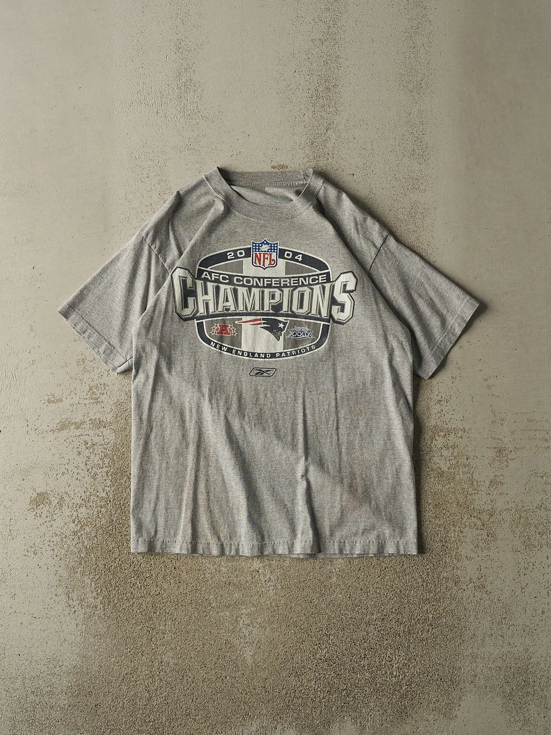 Vintage 04' Grey New England Patriots NFC Champions Tee (M/L) sold by Rebalance Vintage