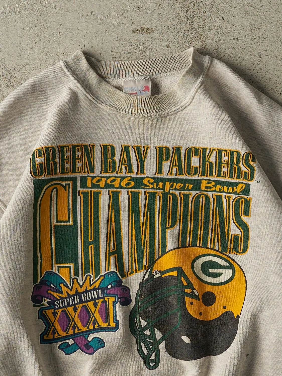 Vintage 96' Heather Grey Green Bay Packers Super Bowl Champions Crewneck (S/M) sold by Rebalance Vintage product image thumbnail 2