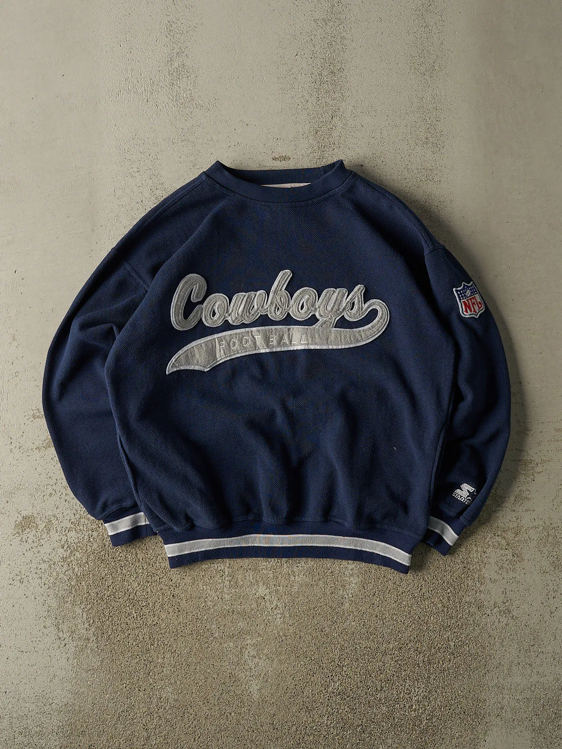 Vintage 90s Navy Blue Dallas Cowboys Starter Embroidered Crewneck (L/XL) sold by Rebalance Vintage