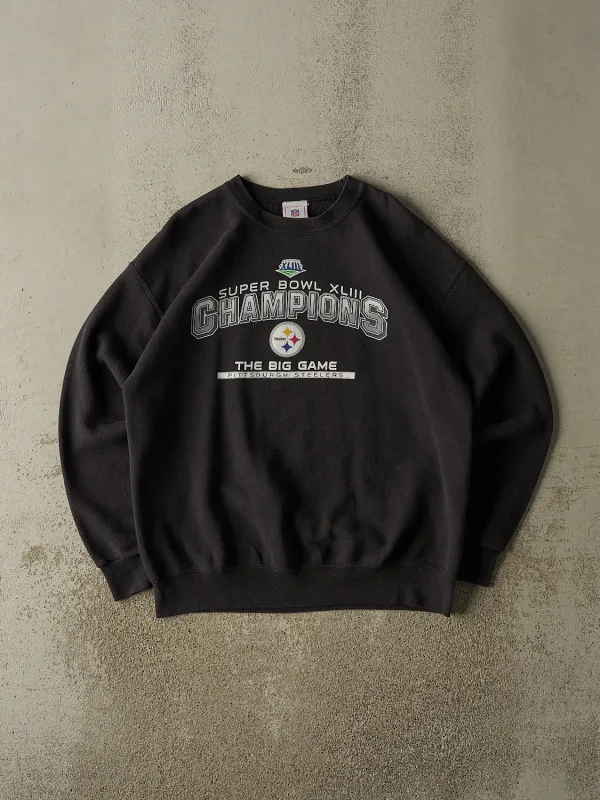 Vintage 09' Black Pittsburgh Steelers Super Bowl Champions Crewneck (L) made by Rebalance Vintage