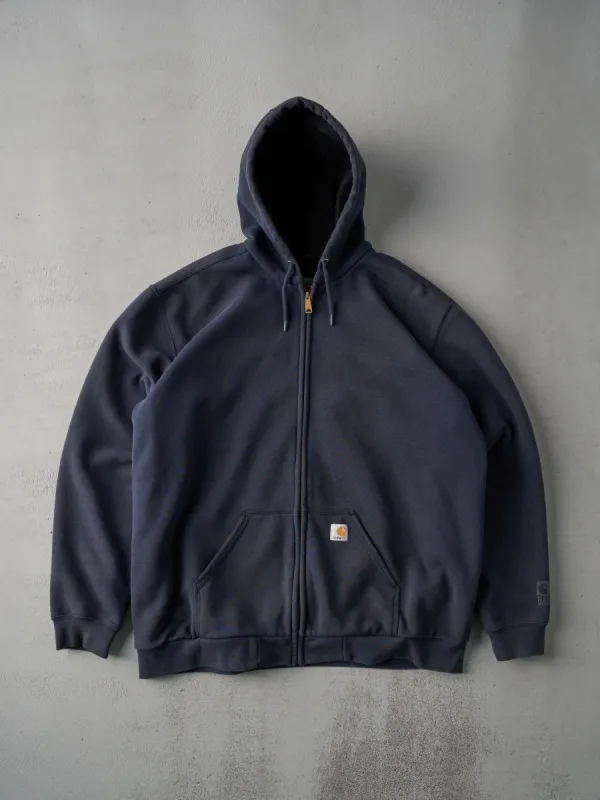 Vintage 90s Dark Navy Blue Carhartt Zip Up Hoodie (XL/XXL) made by Rebalance Vintage