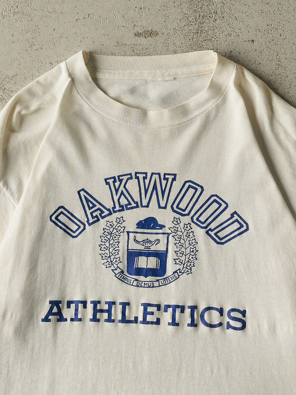 Vintage 90s White Oakwood Athletics Single Stitch Tee (L/XL) sold by Rebalance Vintage product image thumbnail 2