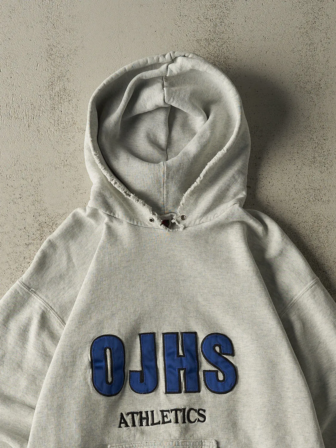 Vintage 90s Grey OJHS Embroidered Hoodie (M/L) sold by Rebalance Vintage product image thumbnail 2