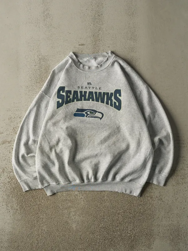 Vintage 90s Grey Seattle Seahawks Crewneck (XL) made by Rebalance Vintage