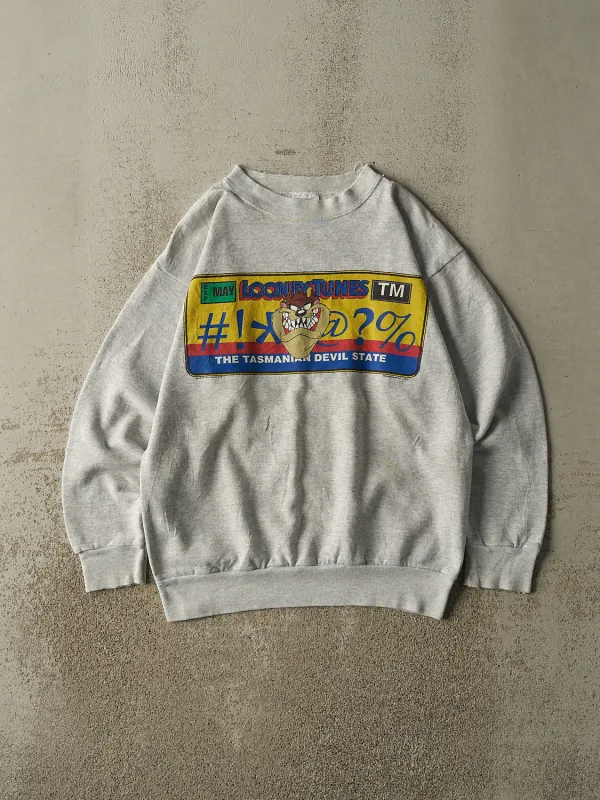 Vintage 94' Heather Grey Looney Tunes Tasmanian Devil Crewneck (S/M) sold by Rebalance Vintage
