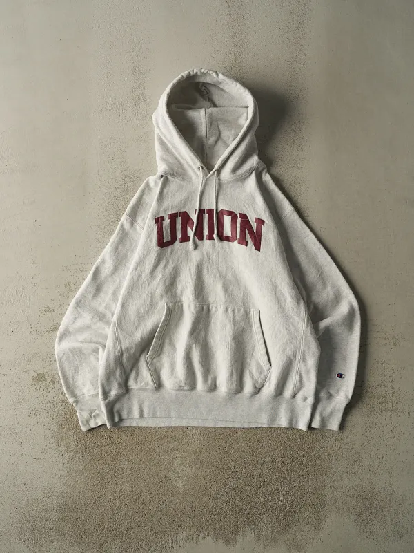 Vintage Y2K Heather Grey Champion Reverse Weave Union Hoodie (XL) made by Rebalance Vintage