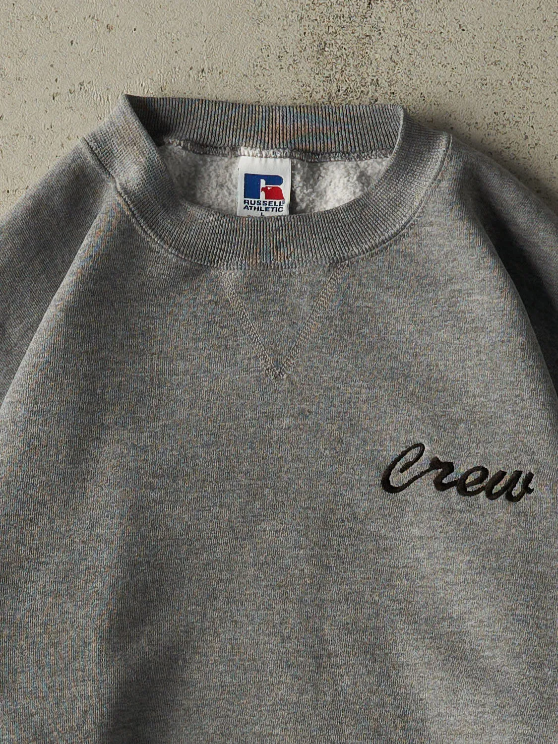 Vintage 90s Grey Russell Athletic Embroidered Crewneck (M/L) sold by Rebalance Vintage product image thumbnail 2