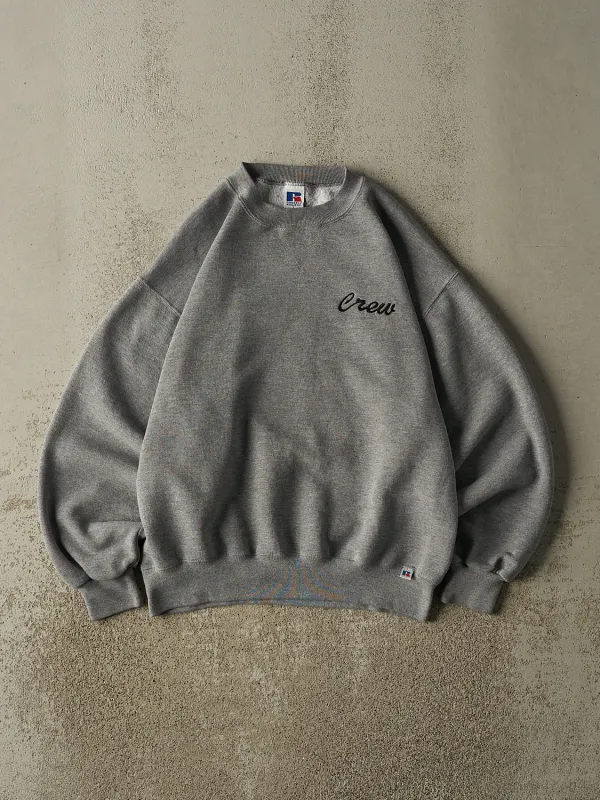 Vintage 90s Grey Russell Athletic Embroidered Crewneck (M/L) sold by Rebalance Vintage