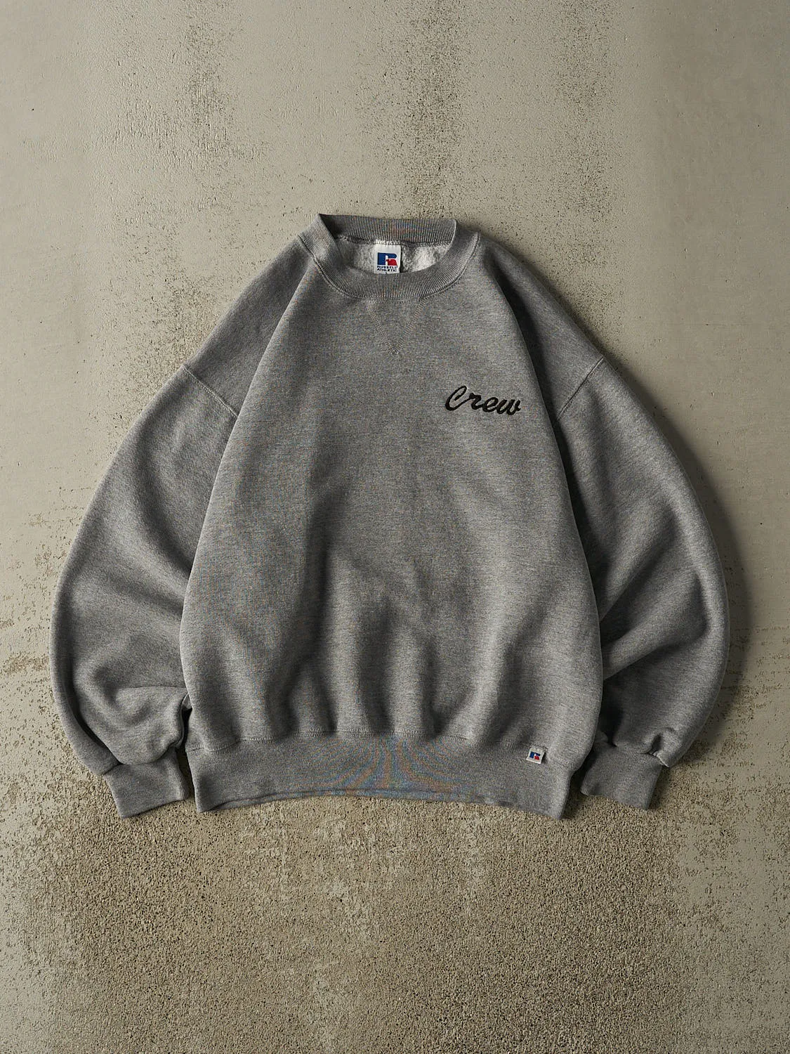 Vintage 90s Grey Russell Athletic Embroidered Crewneck (M/L) sold by Rebalance Vintage