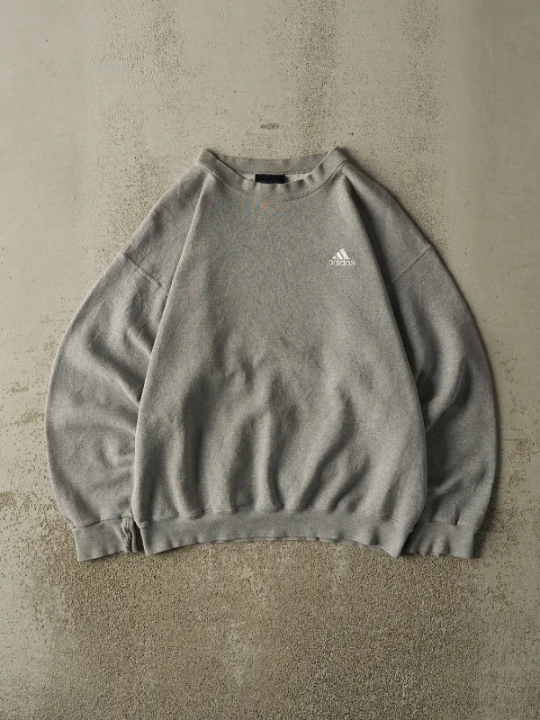 Vintage Y2K Grey Adidas Embroidered Crewneck (S/M) sold by Rebalance Vintage