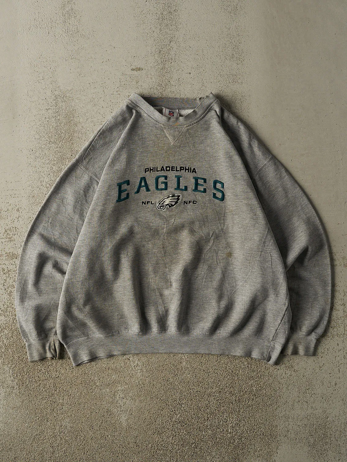Vintage 90s Grey Philadelphia Eagles Embroidered Crewneck (L/XL) sold by Rebalance Vintage