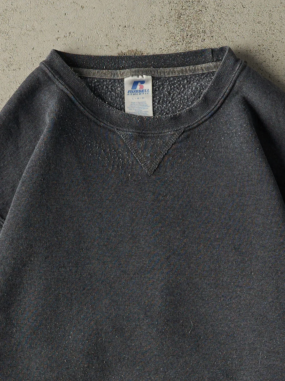 Vintage Y2K Charcoal Grey Russell Athletic Blank Crewneck (M/L) sold by Rebalance Vintage product image thumbnail 2