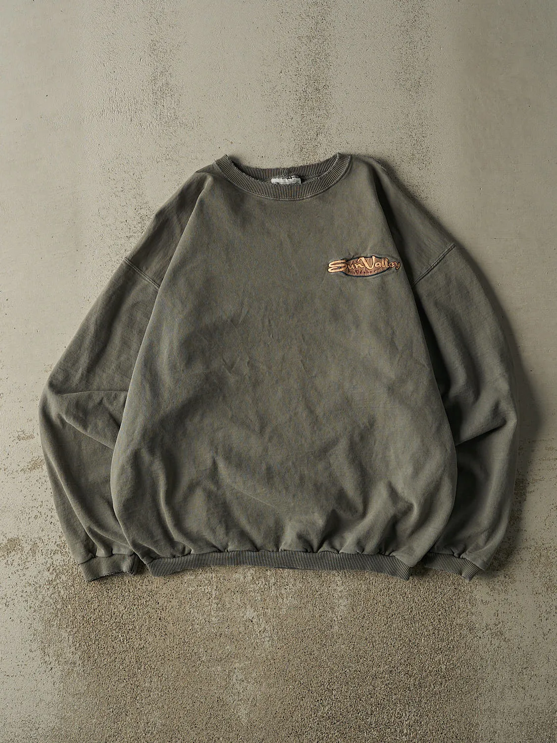 Vintage 90s Washed Green Sun Valley Idaho Embroidered Crewneck (XL) sold by Rebalance Vintage