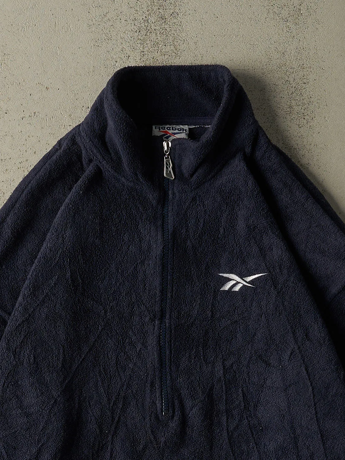 Vintage 90s Navy Blue Reebok Quarter Zip Fleece (XL/XXL) sold by Rebalance Vintage product image thumbnail 2