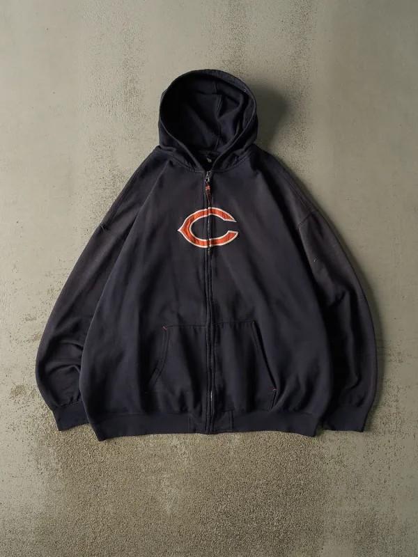 Vintage Y2K Navy Blue Chicago Bears Zip Up Hoodie (XXL) sold by Rebalance Vintage