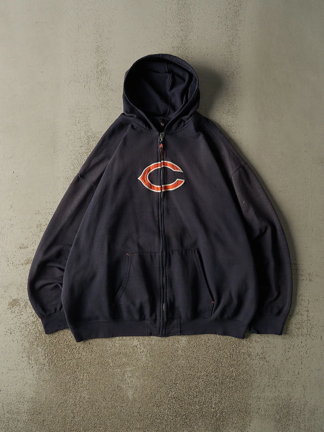 Vintage Y2K Navy Blue Chicago Bears Zip Up Hoodie (XXL) sold by Rebalance Vintage