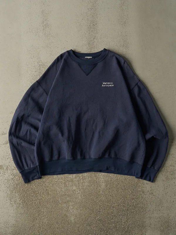 Vintage Y2K Navy Blue Embroidered Crewneck (M/L) sold by Rebalance Vintage