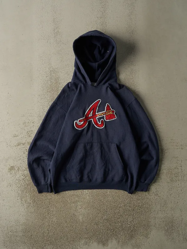 Vintage Y2K Navy Blue Atlanta Braves Embroidered Hoodie (S) sold by Rebalance Vintage