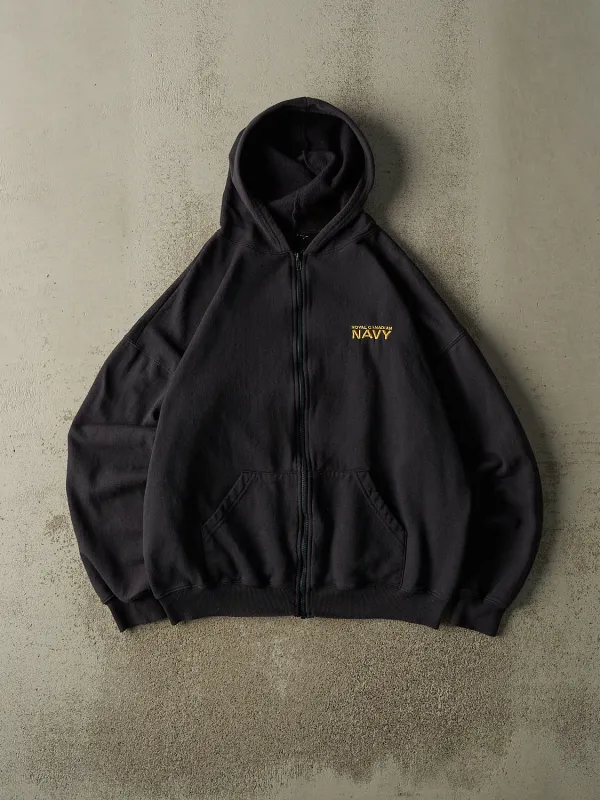 Vintage 90s Faded Black Royal Canadian Navy Embroidered Zip Up Hoodie (XL) sold by Rebalance Vintage