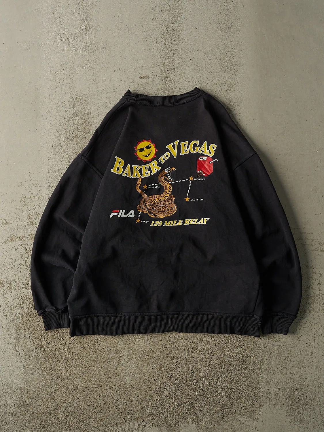 Vintage 90s Black Fila Challenge Cup Relay Crewneck (XL) sold by Rebalance Vintage product image thumbnail 2