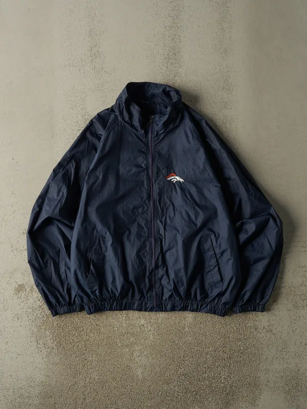 Vintage 90s Navy Blue Denver Broncos Windbreaker Jacket (L/XL) sold by Rebalance Vintage