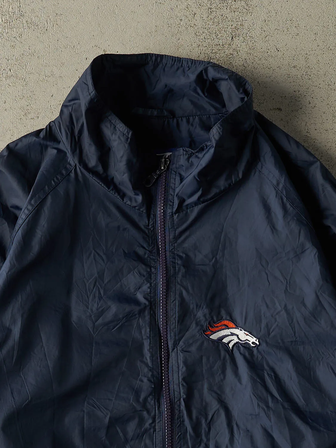 Vintage 90s Navy Blue Denver Broncos Windbreaker Jacket (L/XL) sold by Rebalance Vintage product image thumbnail 2