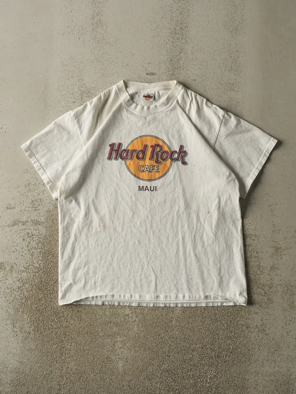 Vintage 90s White Hard Rock Cafe Maui Tee (L) sold by Rebalance Vintage