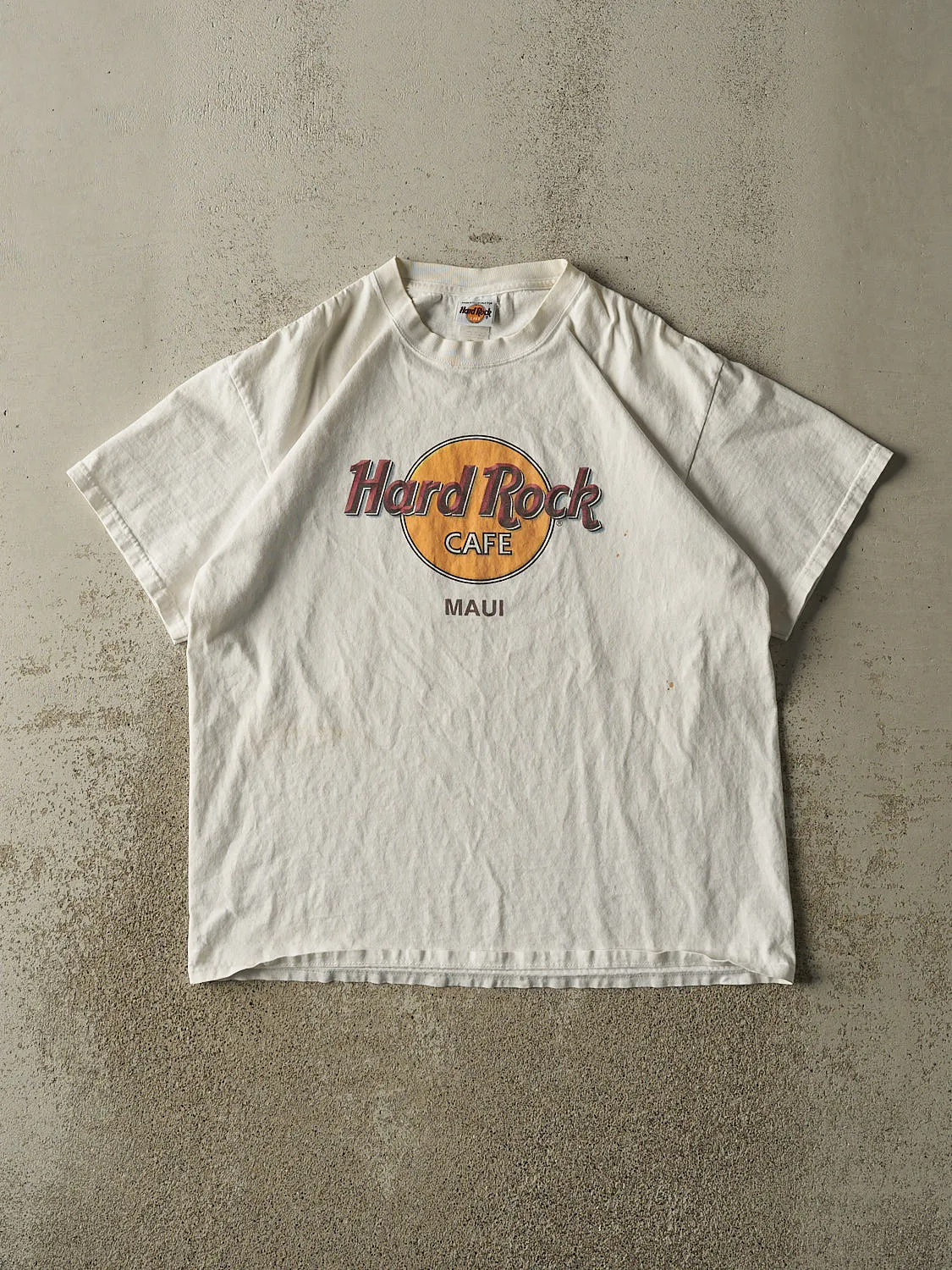 Vintage 90s White Hard Rock Cafe Maui Tee (L) sold by Rebalance Vintage